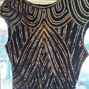 1920 flapper sequin black with gold dress😍
